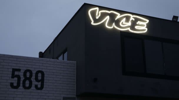 PHOTO: Vice Media offices display the Vice logo at dusk, Feb. 1, 2019, in Venice, Calif. (Mario Tama/Getty Images)
