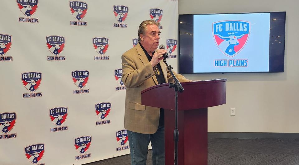 Butch Lauffer, High Plains Drifters Executive Director, announces a new affiliated partnership with FC Dallas Thursday, creating new access for Texas Panhandle area soccer players to advance in their athletic careers.