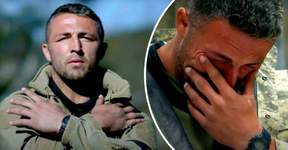 SAS star Sam Burgess crying.