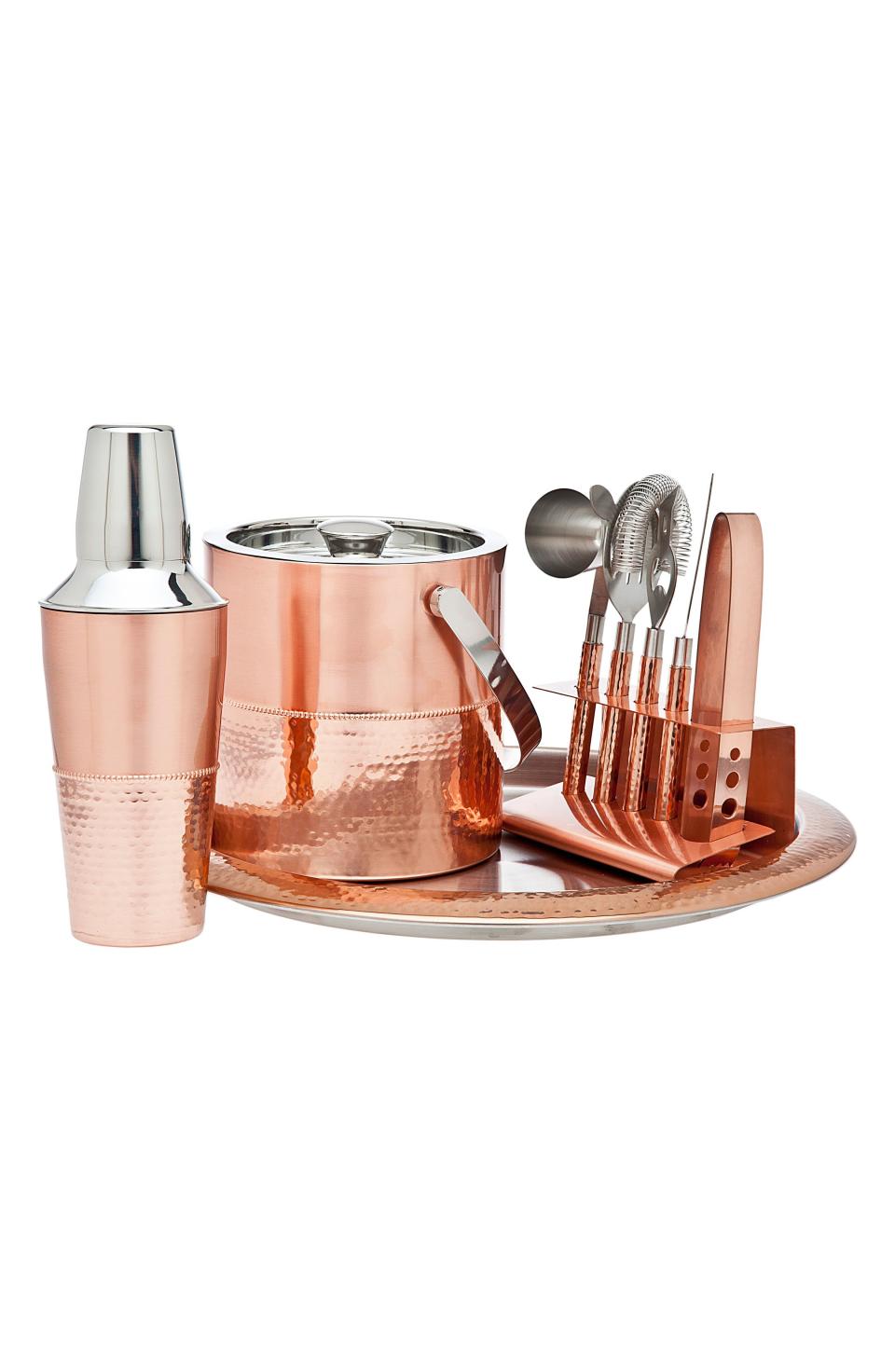 7) 9-Piece Copper Finish Bar Set