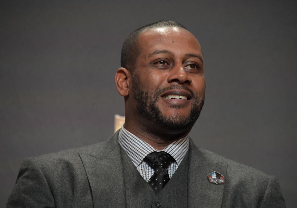 Feb 2, 2019; Atlanta, GA, USA; Pro Football Hall of Fame Class of 2019 inductee Ty Law during media availabilities for the NFL Honors show at the Fox Theatre. Mandatory Credit: Kirby Lee-USA TODAY Sports