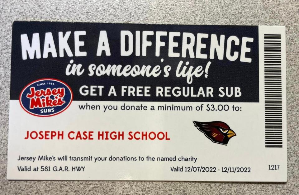 A new Jersey Mike's Subs will be opening Wednesday at 581 G.A.R. Highway in Swansea. The shop is holding a fundraiser for Case High School Wednesday, Dec. 7, through Sunday, Dec. 11.