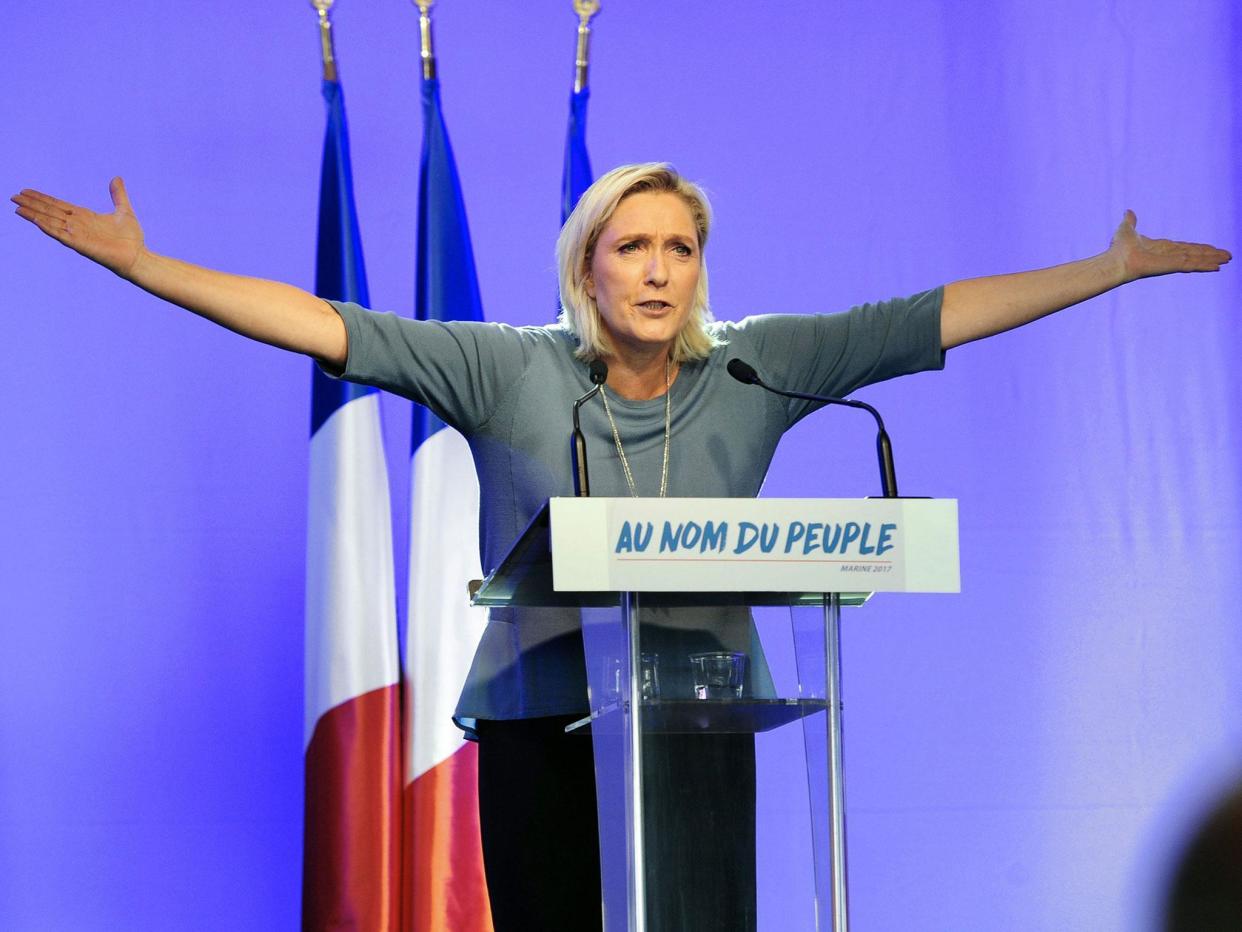 If Le Pen hopes to distance herself from extremism in voters’ minds, she will need about 15 million people to miraculously forget almost everything she’s been saying for years: AFP/Getty