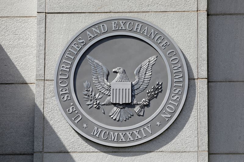 FILE PHOTO: FILE PHOTO: The seal of the U.S. Securities and Exchange Commission (SEC) is seen at their headquarters in Washington, D.C.