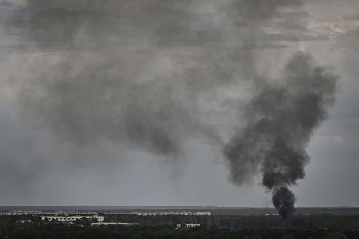 Smoke rises above the city of Sievierodonetsk earlier this month  (AFP/Getty)