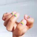 <p>Reverse French tips that are rainbows? YAS.</p>