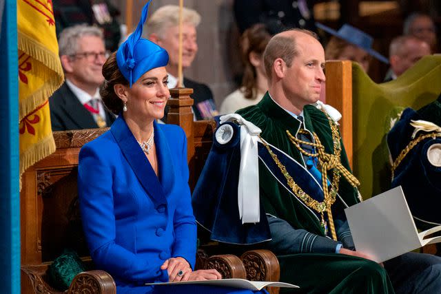 <p>Jane Barlow - Pool/Getty</p> Kate Middleton and Prince William at the Scottish coronation celebration at St Giles' Cathedral on July 5.