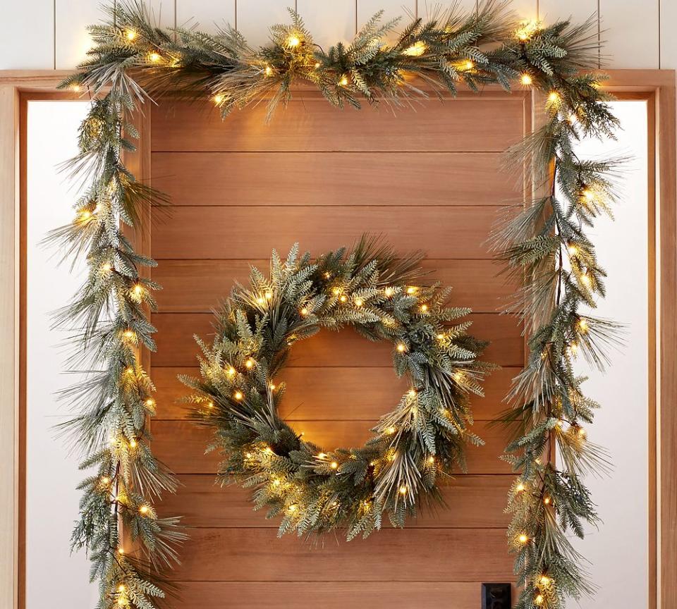 <p><a href="https://go.redirectingat.com?id=74968X1596630&url=https%3A%2F%2Fwww.potterybarn.com%2Fproducts%2Fflocked-pine-wreath-garland%2F&sref=https%3A%2F%2Fwww.housebeautiful.com%2Fshopping%2Fg41901660%2Fbest-faux-garland%2F" rel="nofollow noopener" target="_blank" data-ylk="slk:Shop Now;elm:context_link;itc:0;sec:content-canvas" class="link ">Shop Now</a></p><p>Lit Faux Flocked Pine Wreath & Garland</p><p>potterybarn.com</p><p>$119.00</p>