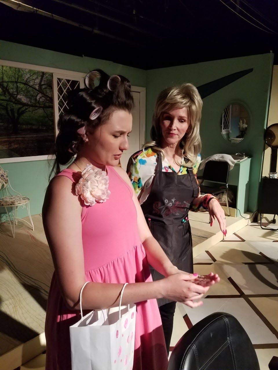 From left, Emily Nyerick as Shelby and Kristen Winn as Truvy in the Chatham Drama Guild production of "Steel Magnolias."