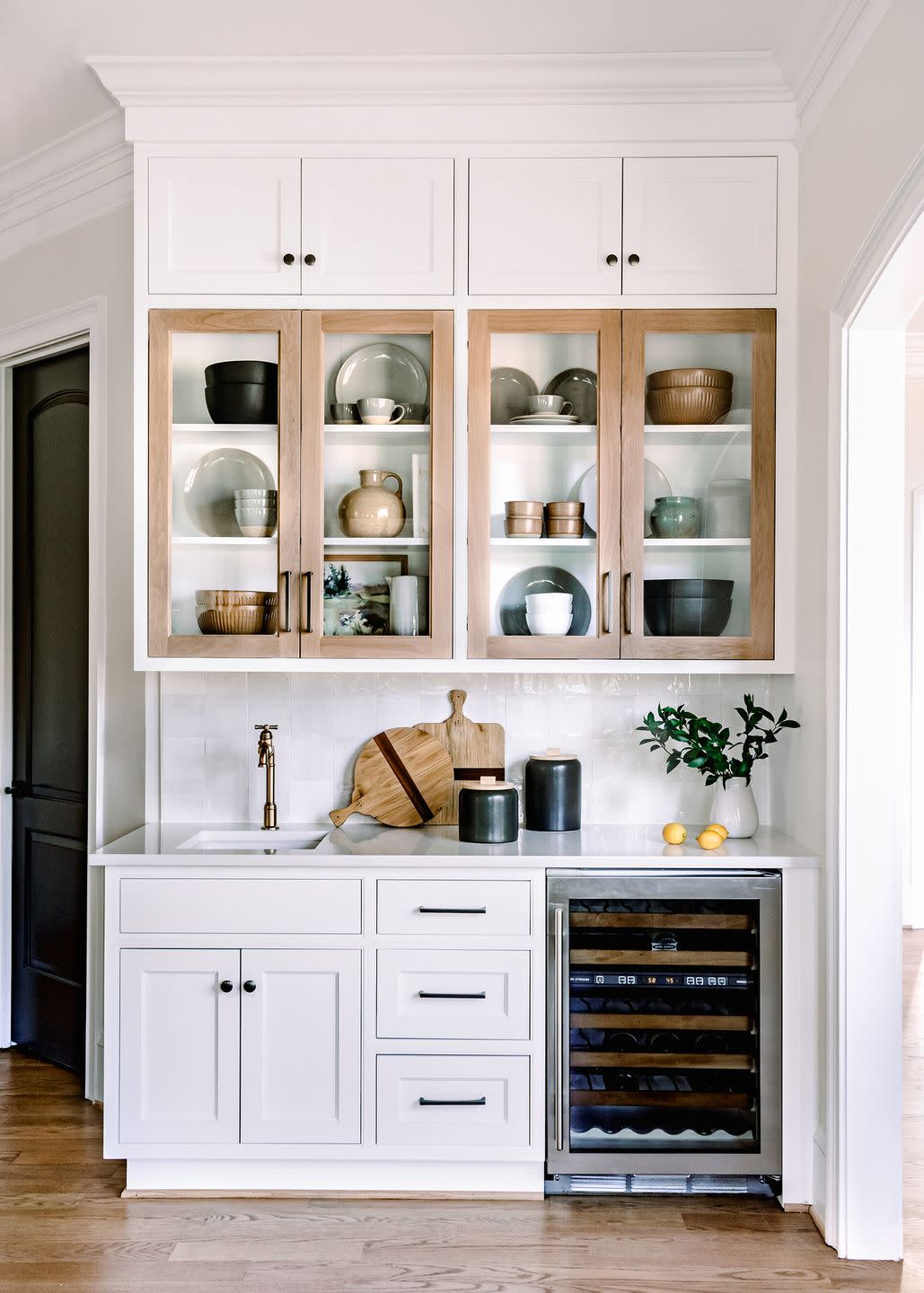 butler pantry white cabinets with prep station