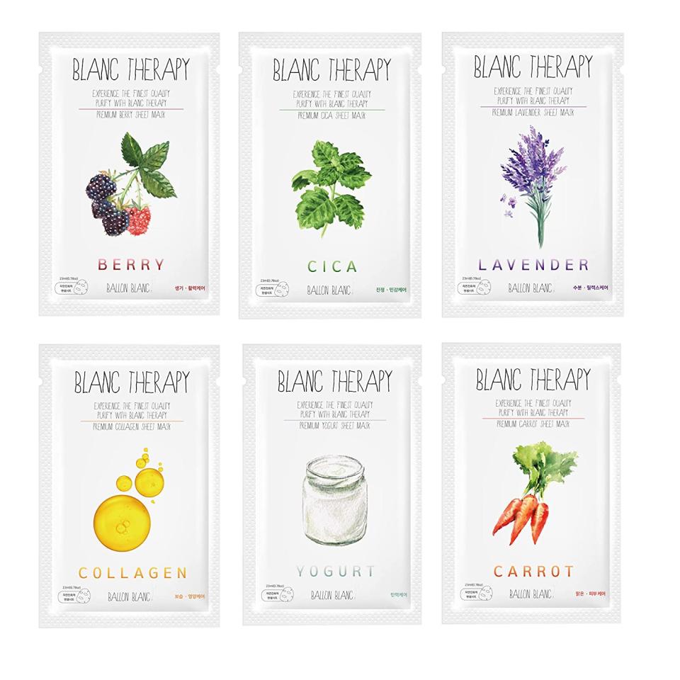 BALLONBLANC Therapy Relaxing Self Care Face Facial Mask Sheet Set