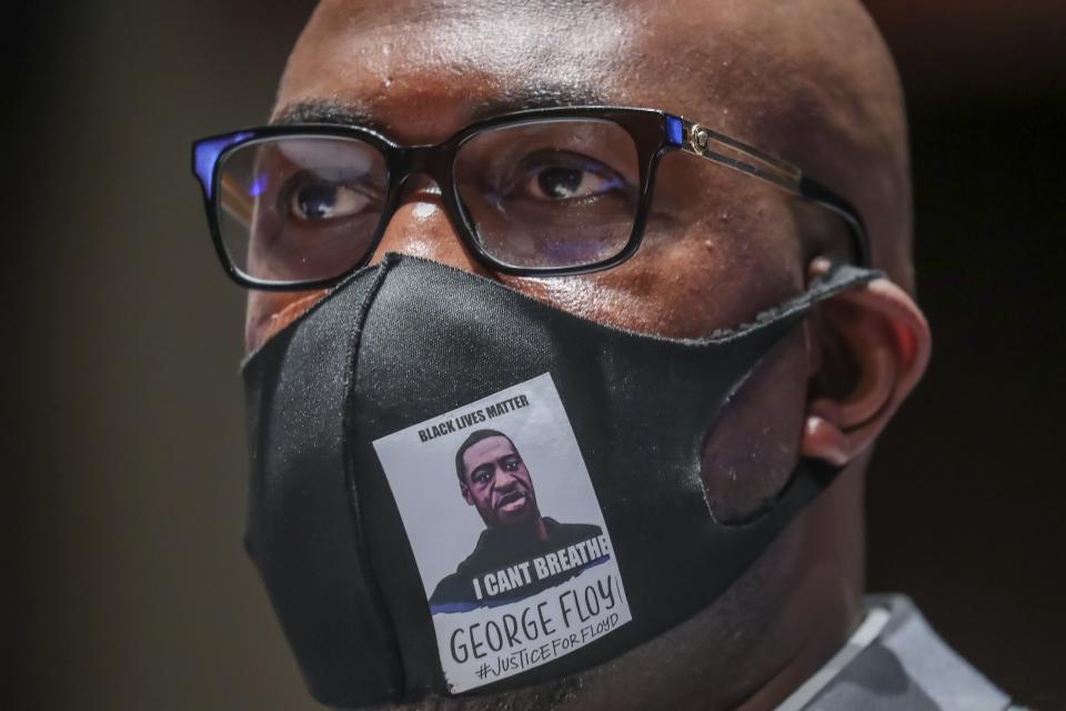 Philonise Floyd, brother of George Floyd, arrives at the House Judiciary Committee hearing to testify on policing practices and law enforcement accountability on Capitol Hill on Wednesday, June 10, 2020, in Washington.