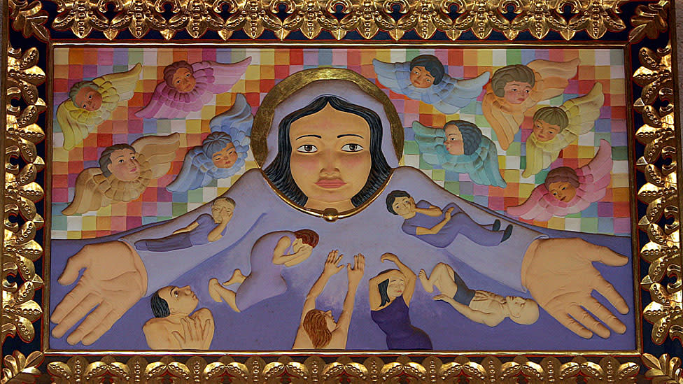 La Santísima Virgen tomada en la iglesia de las Misiones Jesuíticas en Concepción, Bolivia