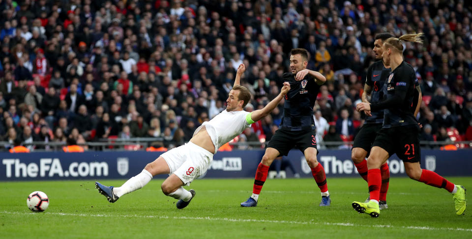 Harry Kane slides in to score England’s winner with five minutes remaining