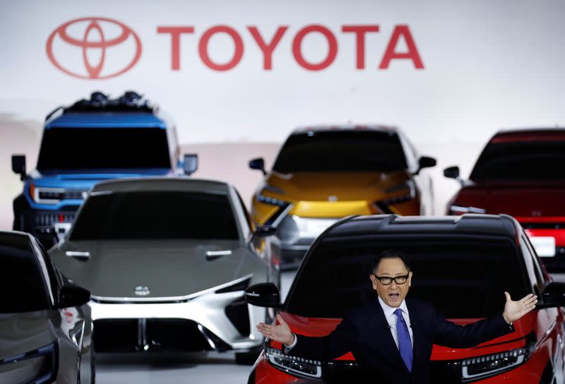 Toyota CEO Akio Toyoda holds a briefing on battery EV strategy