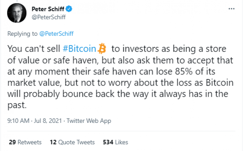 Source:<a href="https://twitter.com/PeterSchiff/status/1413123309731033094" rel="nofollow noopener" target="_blank" data-ylk="slk:Twitter;elm:context_link;itc:0;sec:content-canvas" class="link "> Twitter</a>