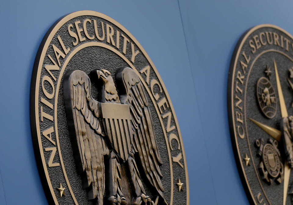 FILE - This Thursday, June 6, 2013, file photo, shows a sign outside the National Security Administration (NSA) campus in Fort Meade, Md. The National Security Agency has implanted software in nearly 100,000 computers around the world — but not in the United States — that allows the U.S. to conduct surveillance on those machines, The New York Times reported Tuesday, Jan. 14, 2014. ((AP Photo/Patrick Semansky, File)