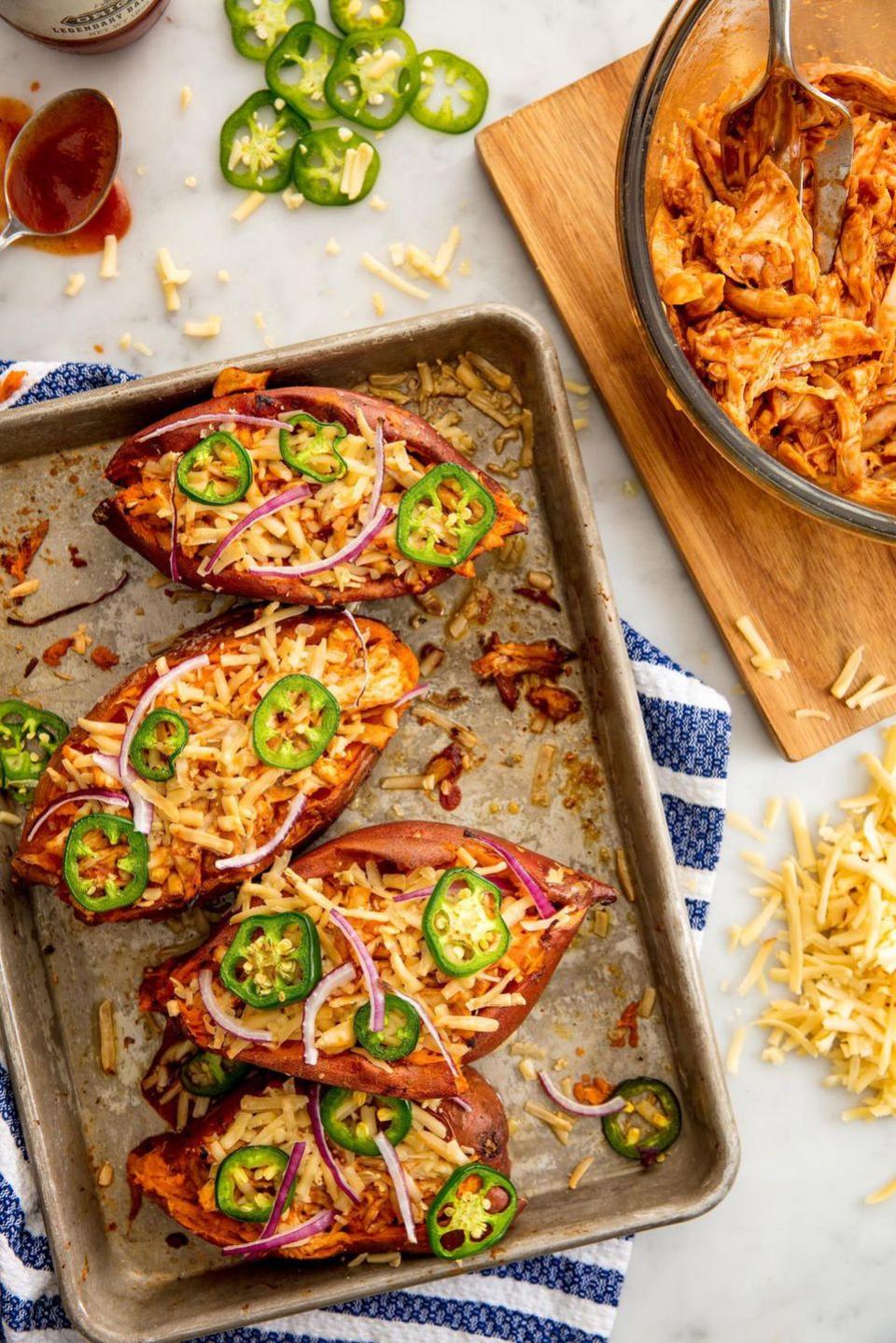Barbecue Chicken Twice-Baked Sweet Potatoes