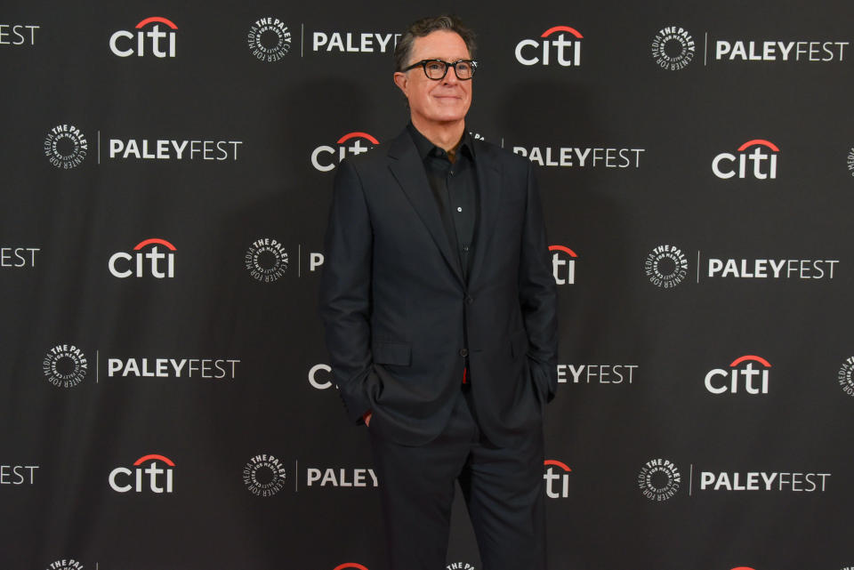 HOLLYWOOD, CALIFORNIA - APRIL 21: Stephen Colbert attends "The Late Show With Stephen Colbert" during PaleyFest LA 2024 at Dolby Theatre on April 21, 2024 in Hollywood, California. (Photo by Olivia Wong/WireImage)