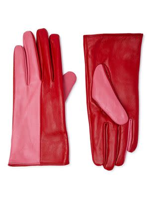 Two-tone leather gloves