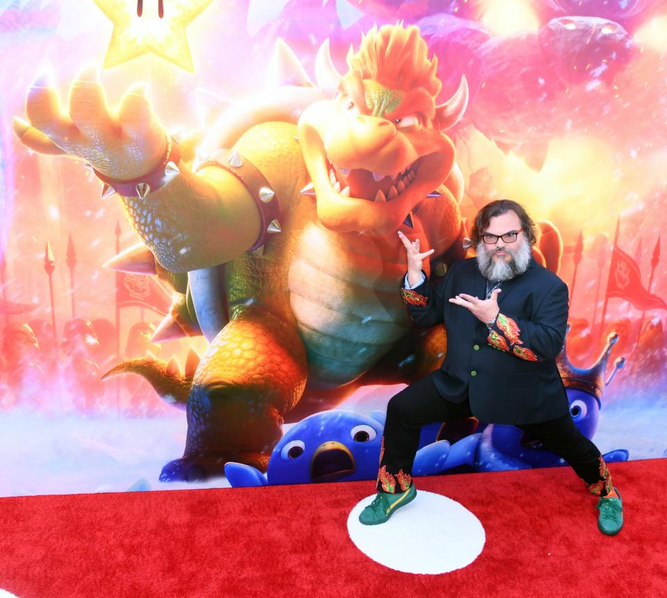 Jack Black as Bowser at The Super Mario Bros. Movie premiere