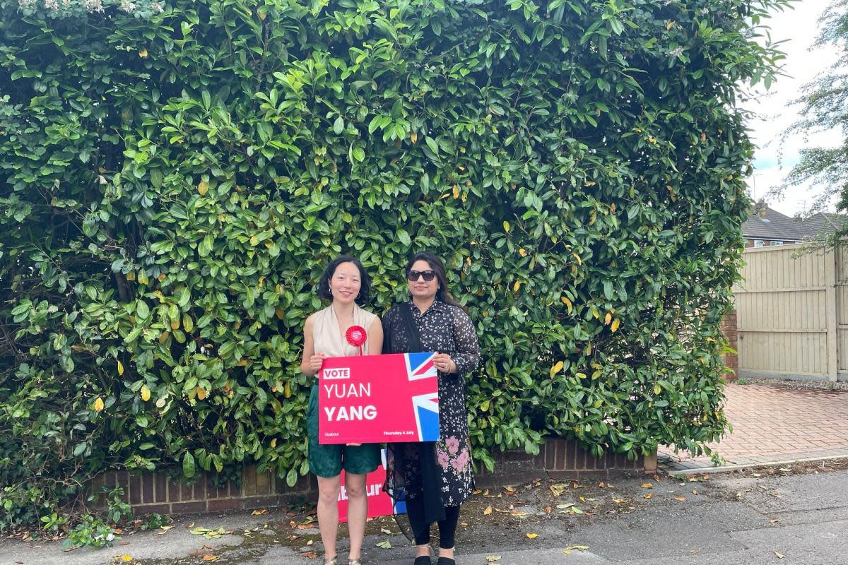 Yuan Yang, the Labour candidate for Earley and Woodley with the host of the meeting with women in Woodley. Credit: James Aldridge, Local Democracy Reporting Service