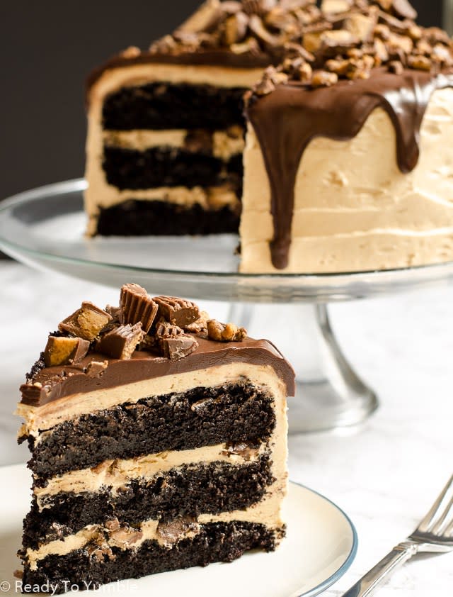 Peanut Butter Bourbon Chocolate Cake