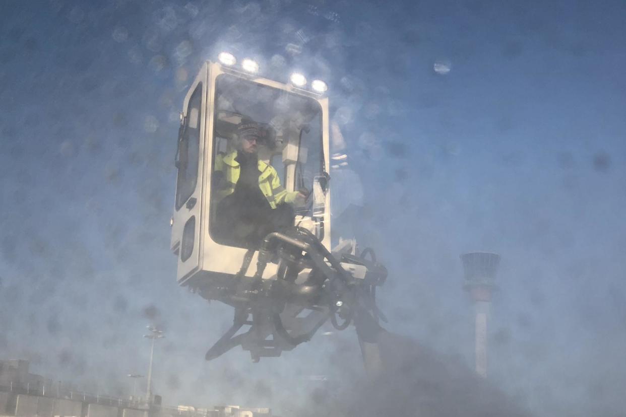 Safety procedure: the view of de-icing from inside an aircraft (file photo): Simon Calder