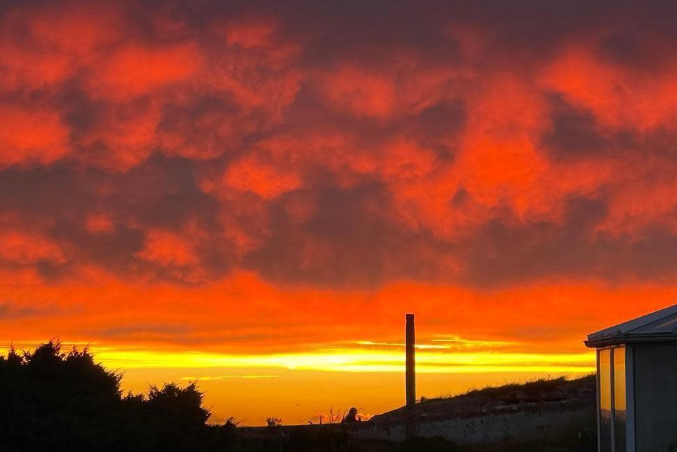 Red and yellow night sky from Burghead