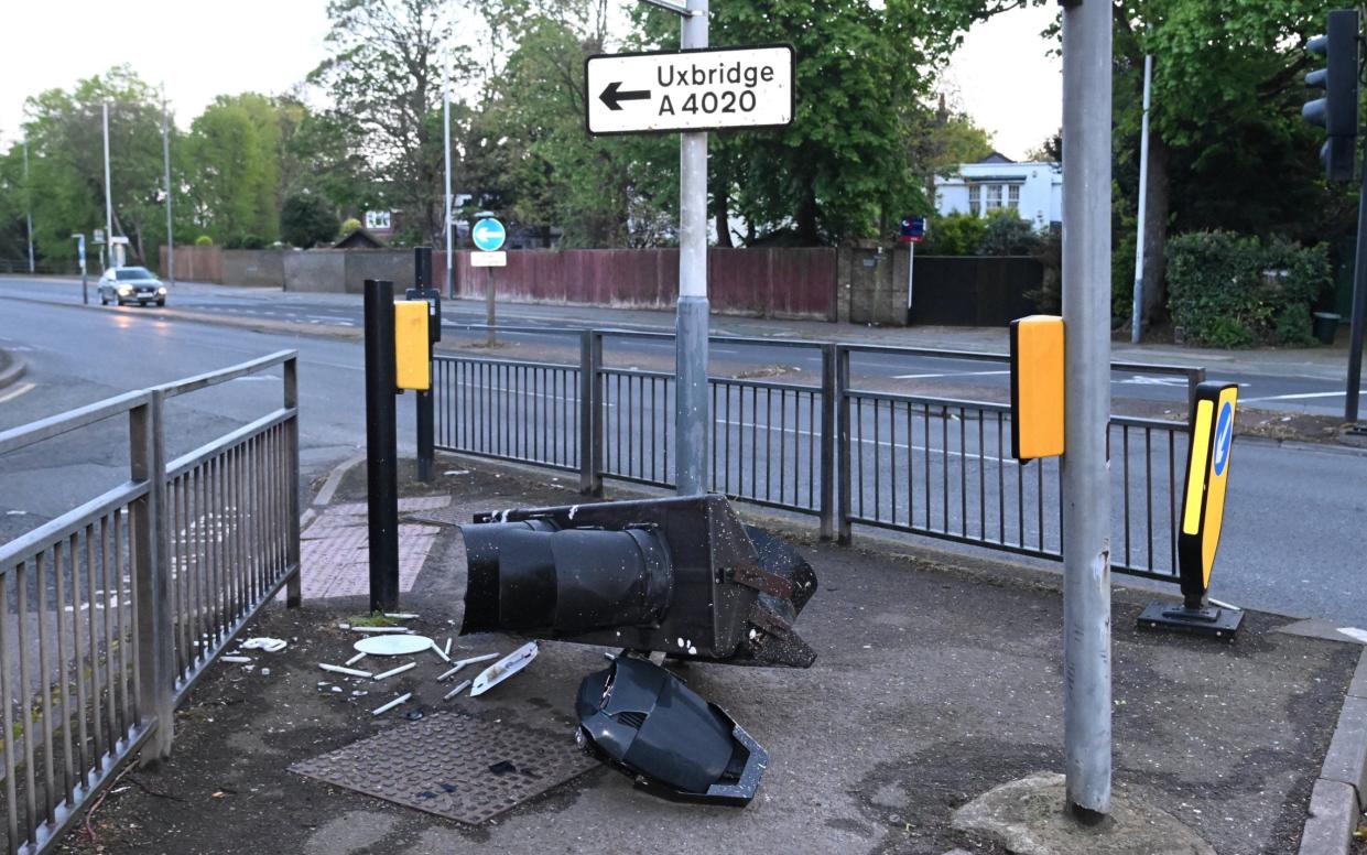 The poles holding the cameras appear to have been cut down with a saw