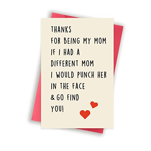 Sarcasm Card for Mom Mother's Day Card, Funny Birthday Greeting Card for Mommy Mama Stepmom, Unique Mothers Day Gifts for Daughter Son, Mom Thanks for Being My Mom If I Had a Different Mom