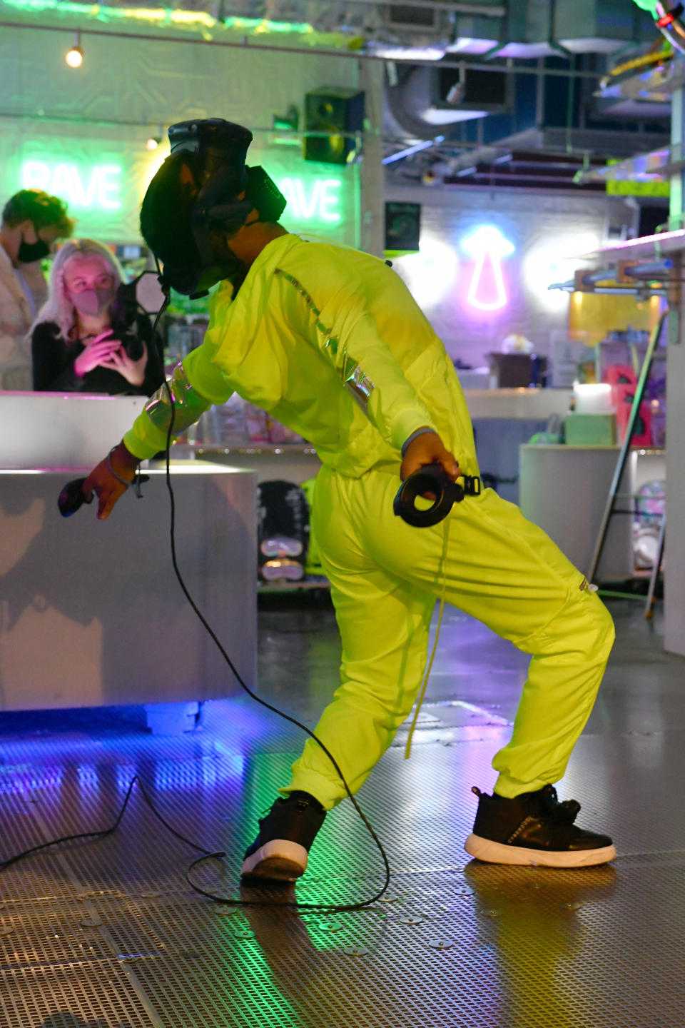 LONDON, ENGLAND - SEPTEMBER 20: A general view of the atmosphere at the Cyberdog X Kappa IRL/VR catwalk to launch the Rave Team Collection during London Fashion Week September 2020 at Cyberdog on September 20, 2020 in London, England. (Photo by David M. Benett/Dave Benett/Getty Images)