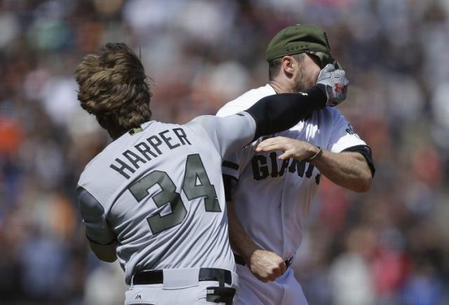 Bryce Harper tried for a double, then his helmet fell off, then he tripped  over his helmet, and then, welp