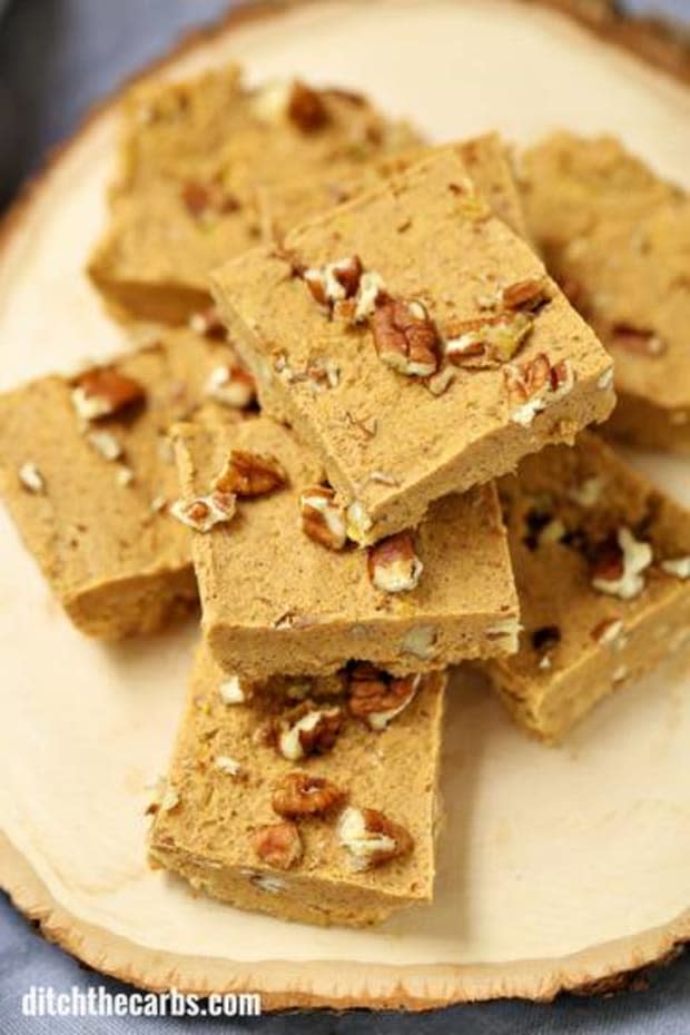 <p><a href="https://www.ditchthecarbs.com/low-carb-sugar-free-pumpkin-pie-fudge/" rel="nofollow noopener" target="_blank" data-ylk="slk:Ditch the Carbs;elm:context_link;itc:0;sec:content-canvas" class="link ">Ditch the Carbs</a></p>