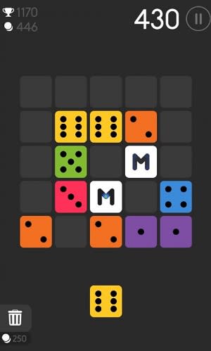 In Merged!, you try to match colored dice.