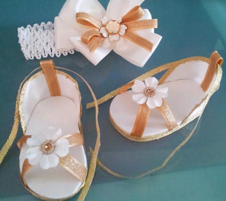 Ivory and Gold Strappy Sandals