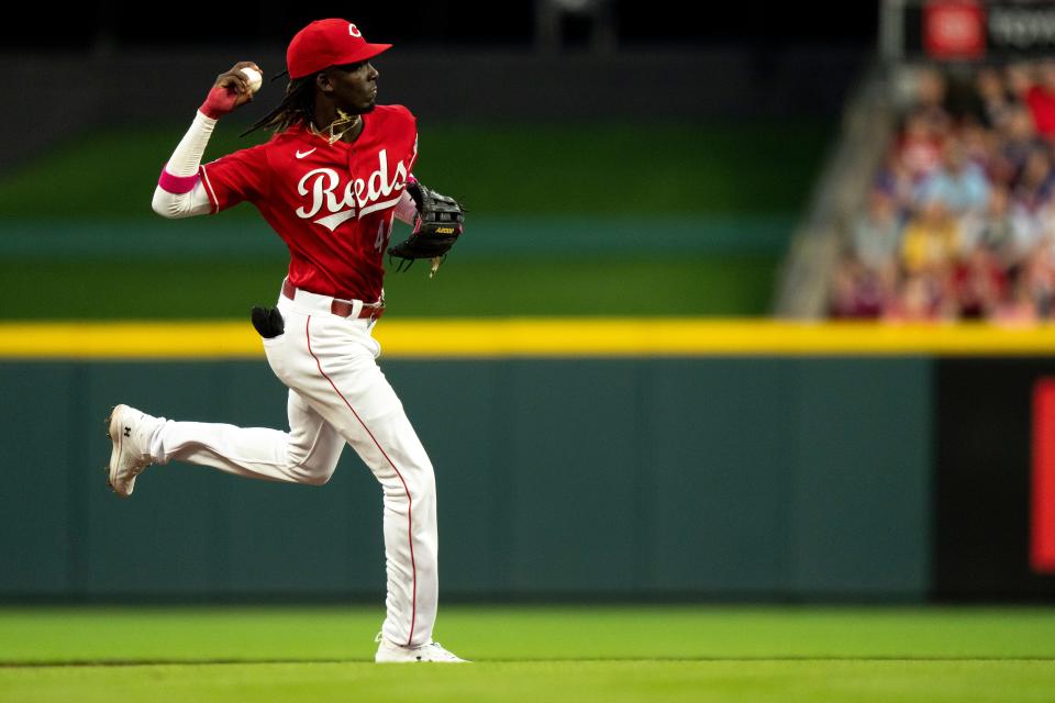 Cincinnati Reds third baseman Elly De La Cruz recorded the fastest infield assist ever tracked on Sunday, reaching 97.9 mph.