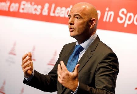 FIFA President Gianni Infantino attends the World Summit on Ethics and Leadership in Sports at the headquarters of FIFA in Zurich, Switzerland September 16, 2016. REUTERS/Ruben Sprich