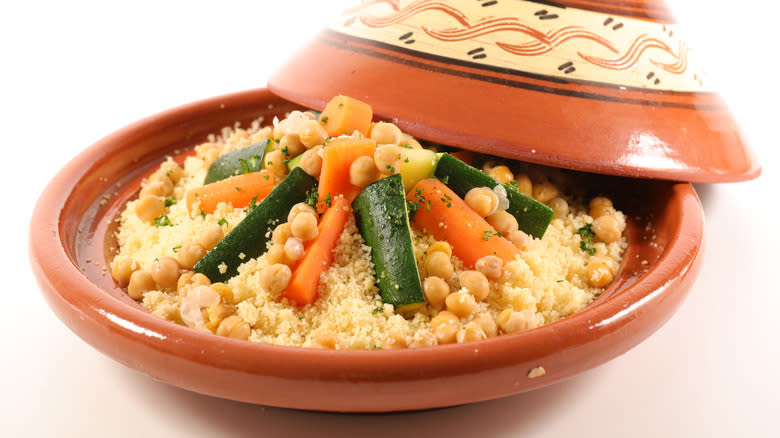 Moroccan couscous in a dish