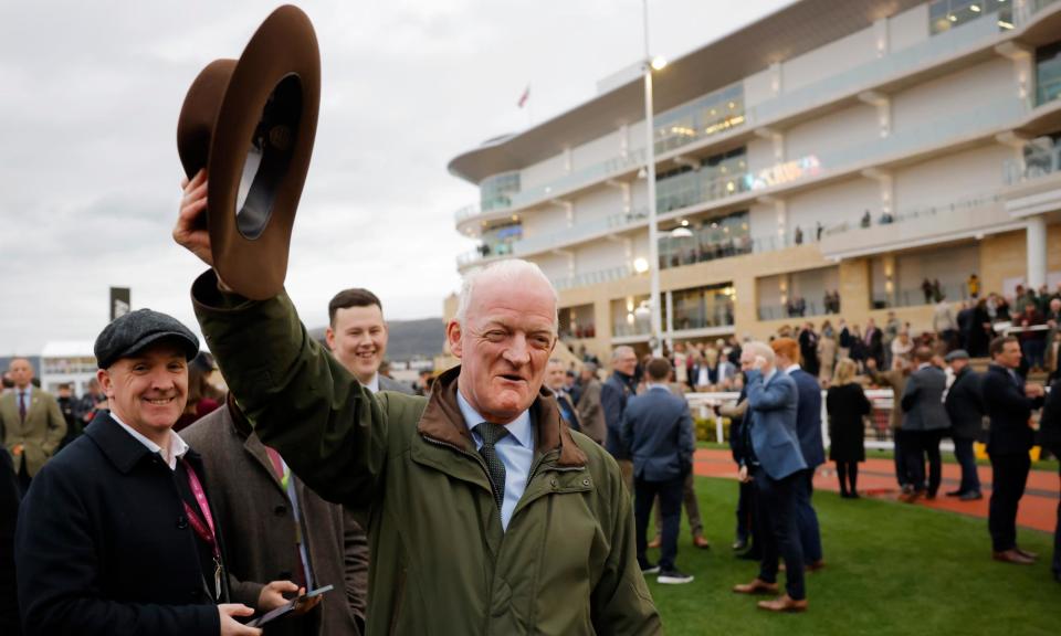 <span>Irish trainer Willie Mullins celebrated his 100th Cheltenham Festival victory last week but his success is an issue for British racing.</span><span>Photograph: Tom Jenkins/The Guardian</span>