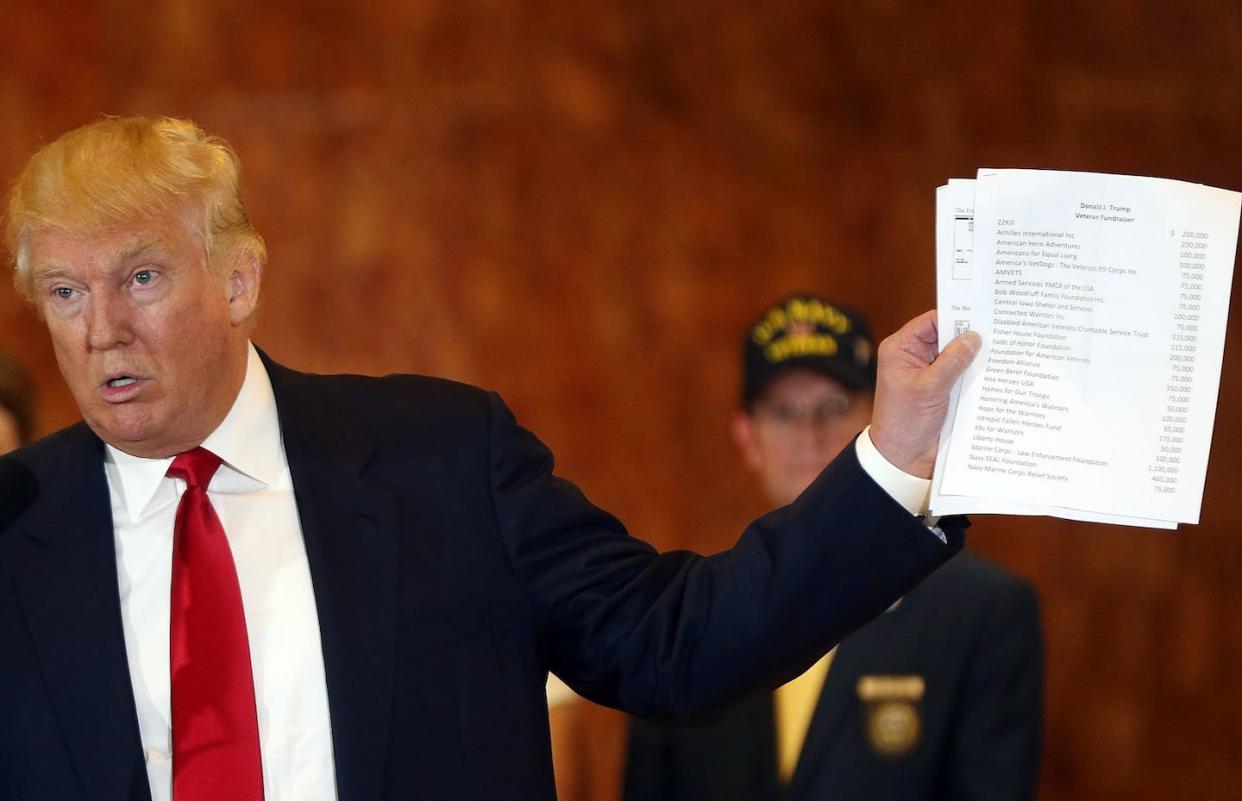 There’s new evidence that, if confirmed, shows how former President Donald Trump flushed public documents down the toilet. <a href="https://www.gettyimages.com/detail/news-photo/republican-presidential-candidate-donald-trump-holds-a-news-photo/536038212" rel="nofollow noopener" target="_blank" data-ylk="slk:Spencer Platt/Getty Images;elm:context_link;itc:0;sec:content-canvas" class="link ">Spencer Platt/Getty Images</a>