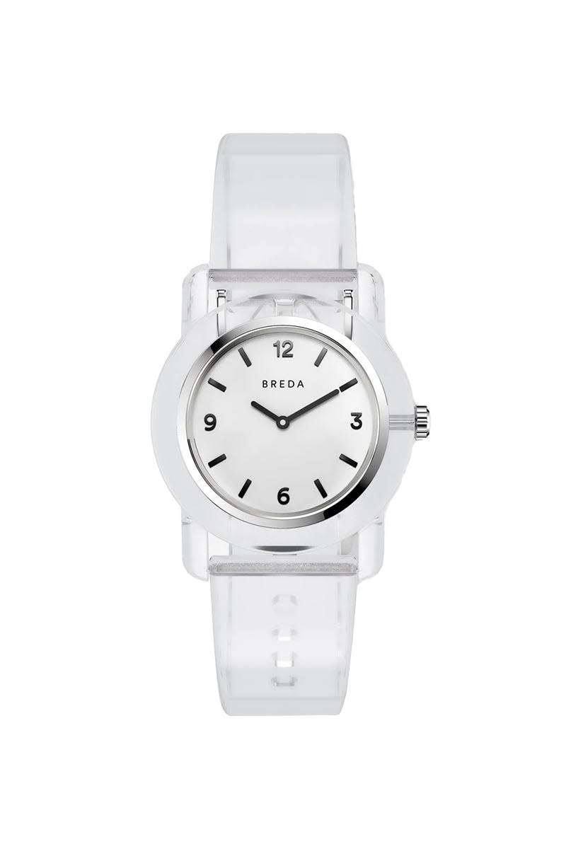 <p><a href="https://www.breda.com/collections/all-styles/products/breda-play-1742d-silver-clear-plastic-watch" rel="nofollow noopener" target="_blank" data-ylk="slk:Shop Now;elm:context_link;itc:0;sec:content-canvas" class="link ">Shop Now</a></p><p>BREDA</p>