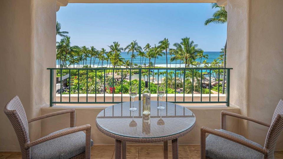 View from a guest terrace at the Grand Hyatt Kauai, voted one of the best resorts and hotels in Hawaii