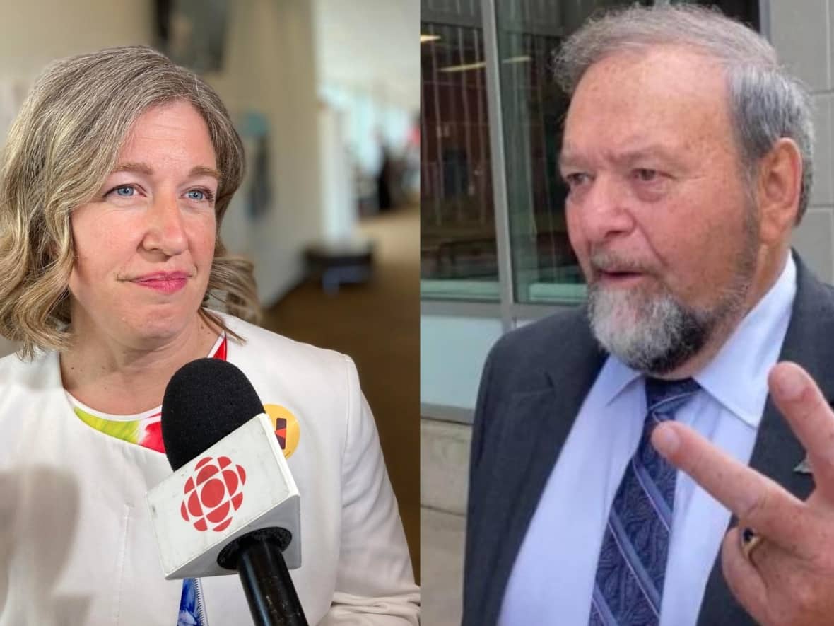 Liberal Leader Susan Holt, left, plans to run in Bathurst East-Nepisiguit-Saint Isidore, a seat Liberal Denis Landry held before he retired last year. (Jacques Poitras/CBC - image credit)