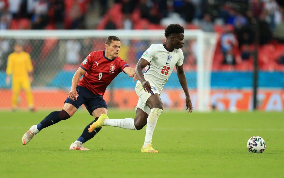 Bukayo Saka showed few signs of nerves - GETTY IMAGES