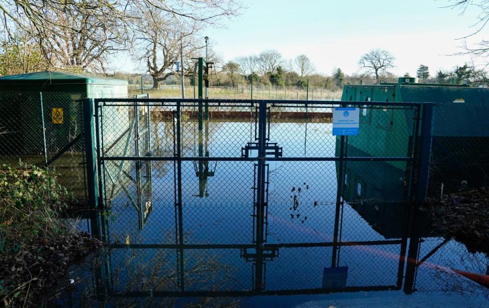 Lightlands Lane sewage pumping station in Cookham, Berskhire which flooded after recent heavy rainfall (PA)