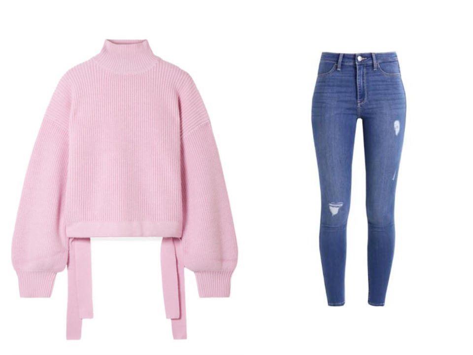 Fashion-Kombi: Oversize-Pullover und Skinny Jeans