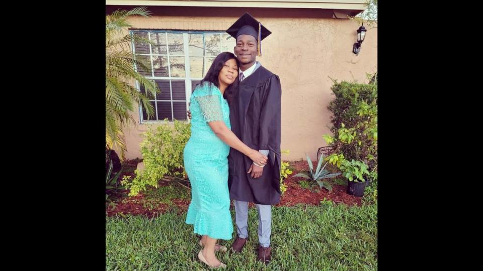 Peniel Janvier is pictured with his mother, Nicole Mathurin. Courtesy