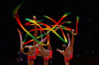 Russia perform during the Group All-Around Rhythmic Gymnastics Final Rotation 2 on Day 16 of the London 2012 Olympic Games at Wembley Arena on August 12, 2012 in London, England. (Photo by Quinn Rooney/Getty Images)