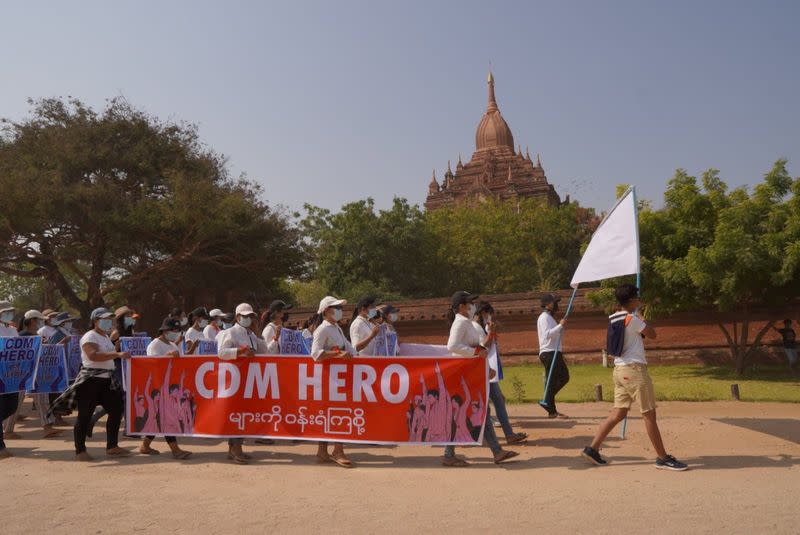 Rally against the military coup in Bagan